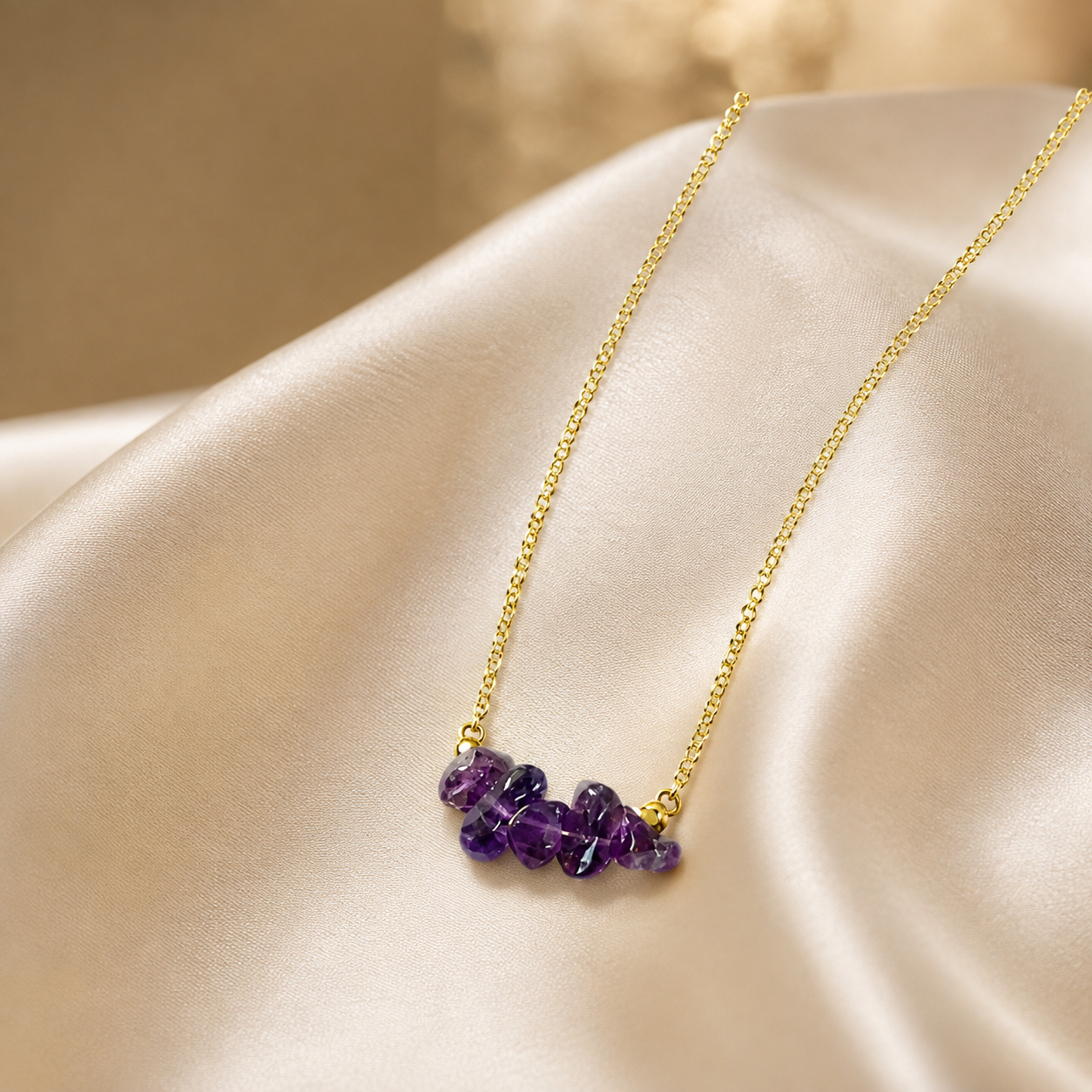 Nadi Gold-Plated Silver Amethyst Chip Necklace