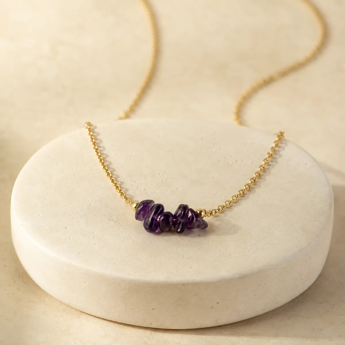 Nadi Gold-Plated Silver Amethyst Chip Necklace