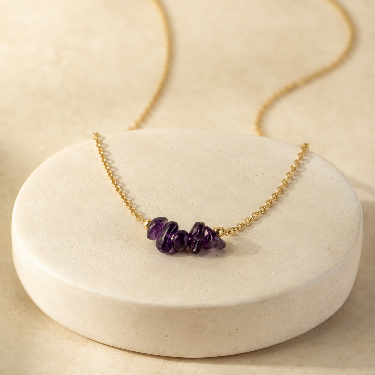 Nadi Gold-Plated Silver Amethyst Chip Necklace