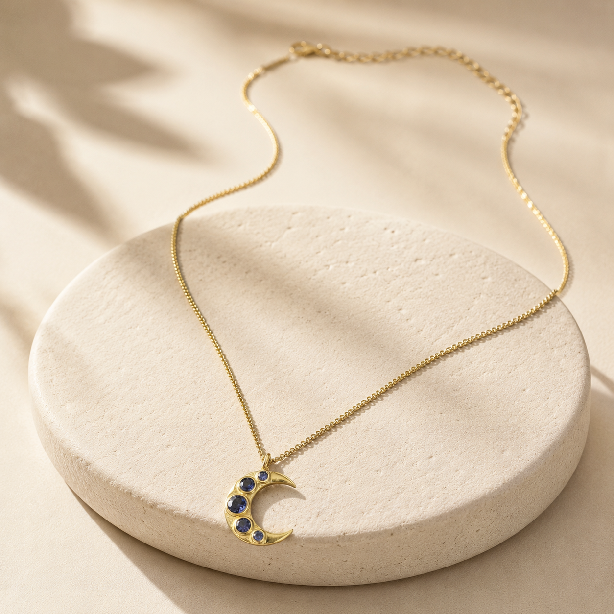 Chandra Gold-Plated Silver Iolite Crescent Necklace
