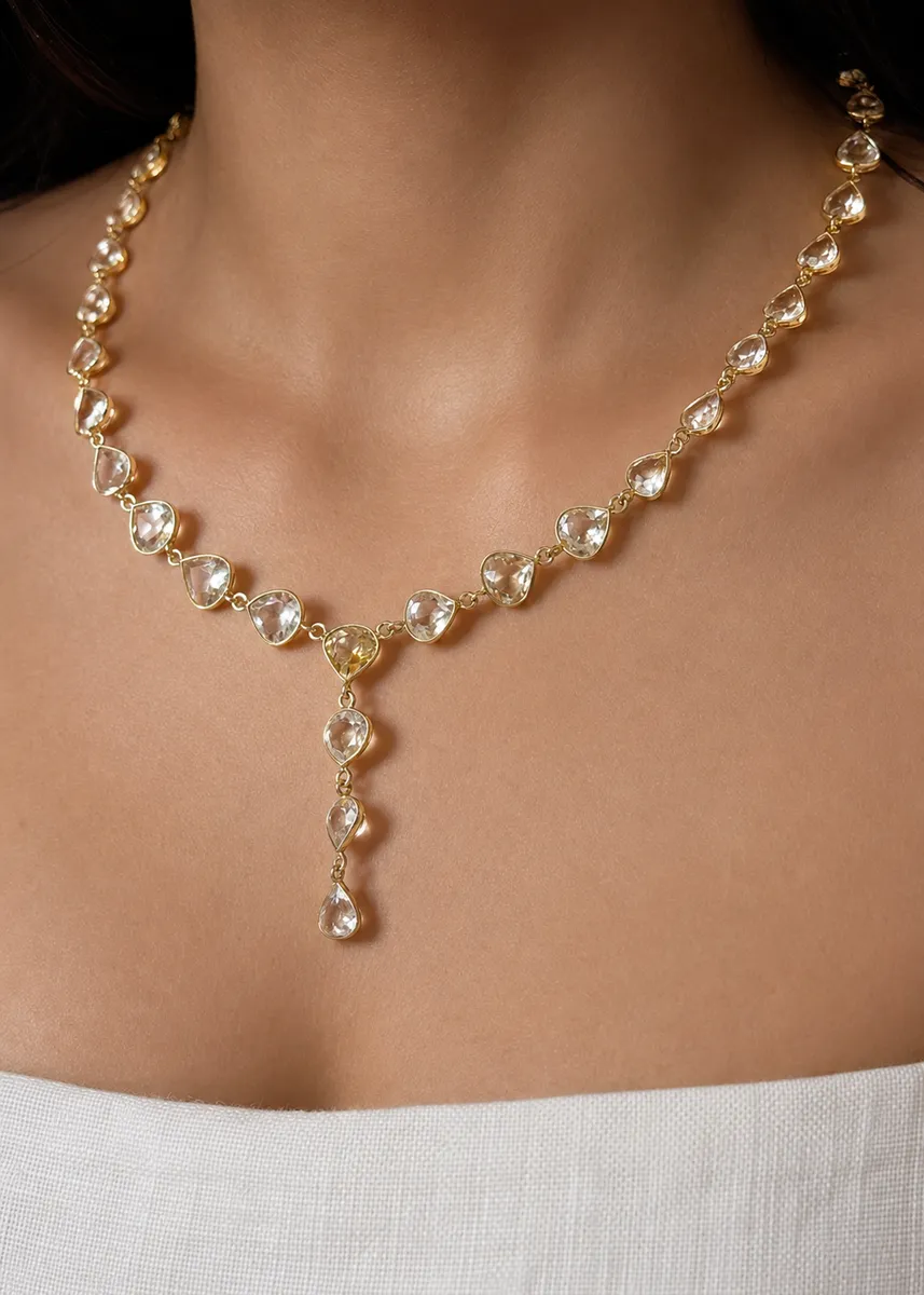 Dhoop Gold-Plated Silver Citrine Collar Necklace
