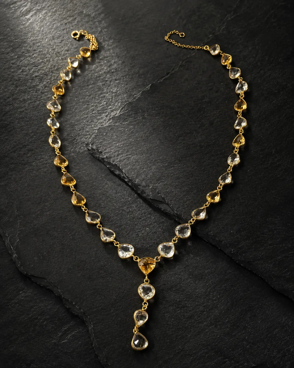 Dhoop Gold-Plated Silver Citrine Collar Necklace