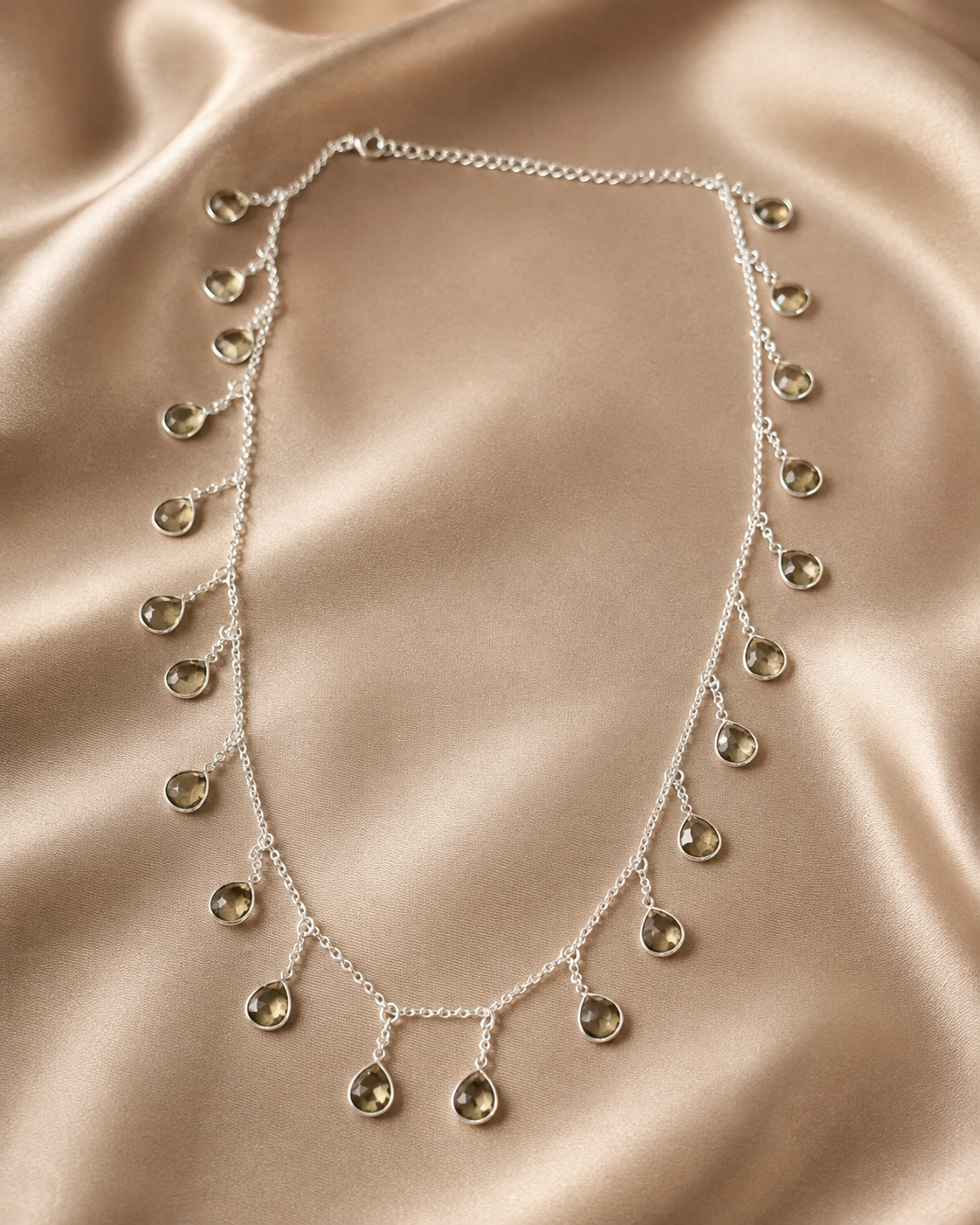 Jhalar Silver Citrine Fringe Necklace