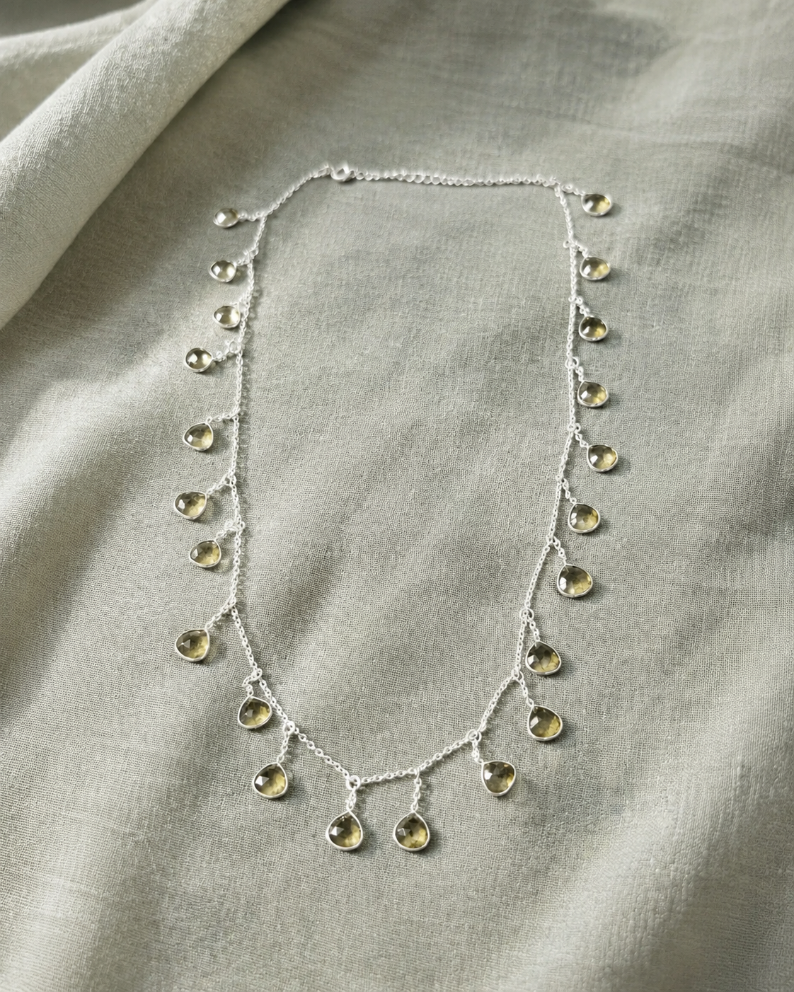 Jhalar Silver Citrine Fringe Necklace