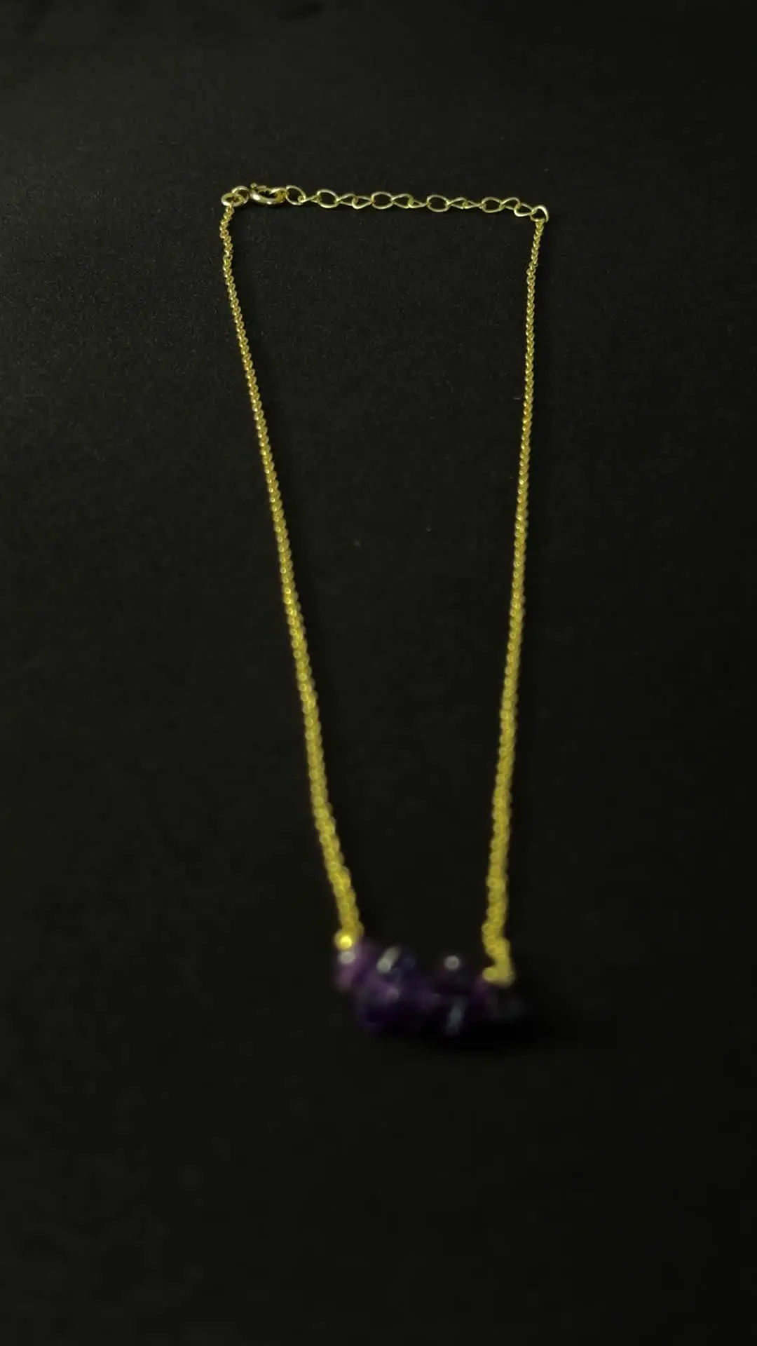 Nadi amethyst chip necklace with its clasp and extender