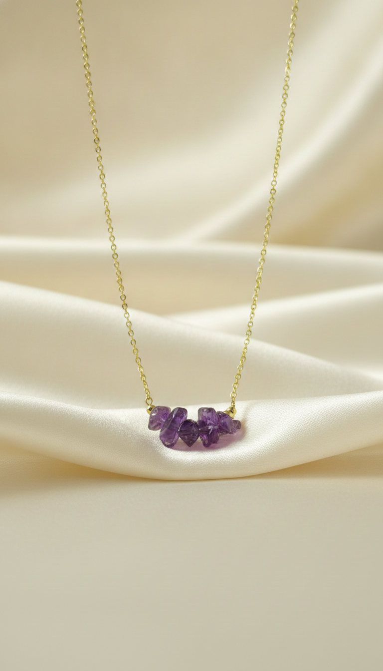 Nadi Gold-Plated Silver Amethyst Chip Necklace