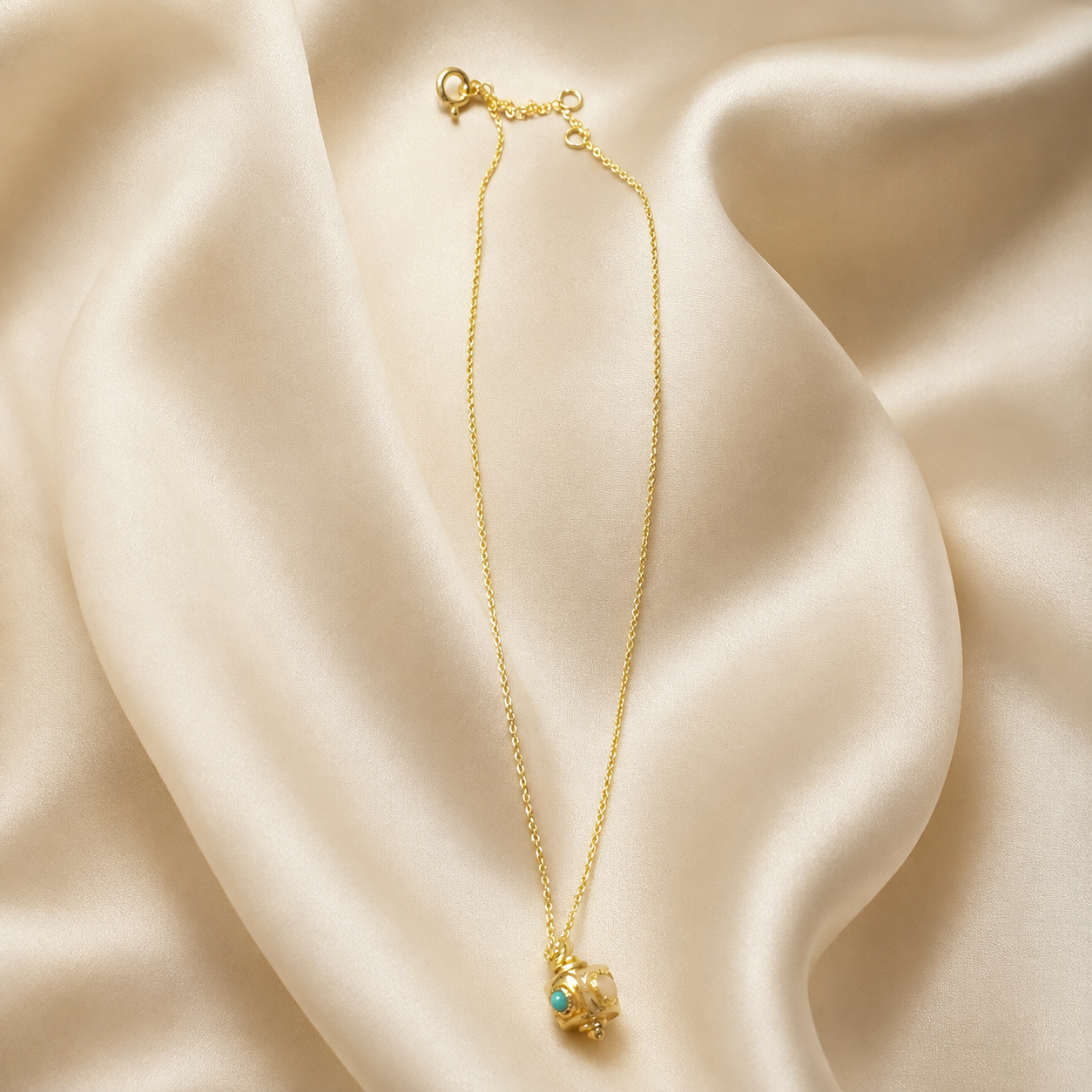 Pasa Gold-Plated Silver Turquoise Cube Pendant