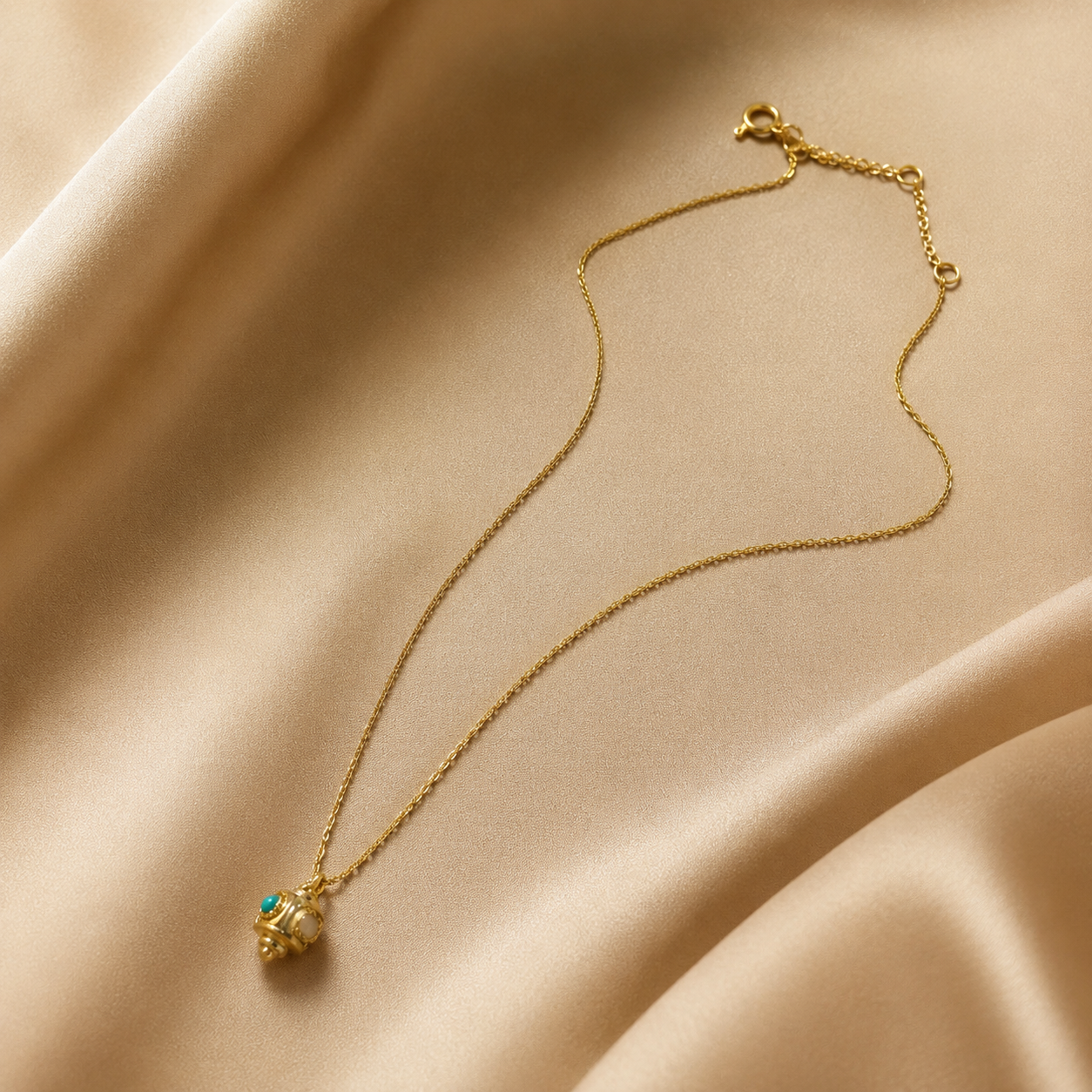 Pasa Gold-Plated Silver Turquoise Cube Pendant