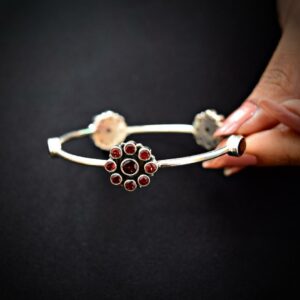 Silver Bangle with stones 3