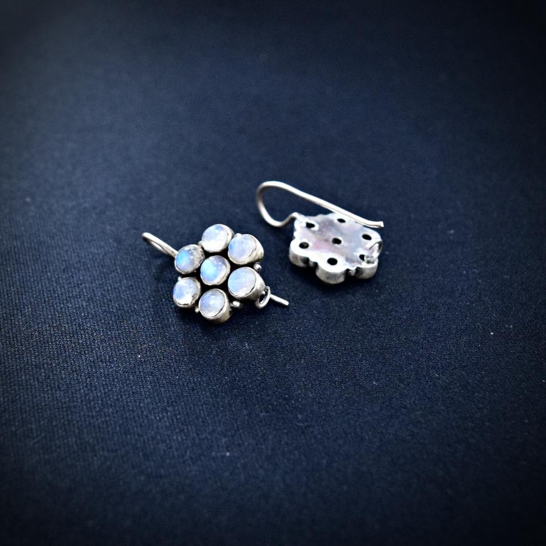 Silver earring with moon stone 2