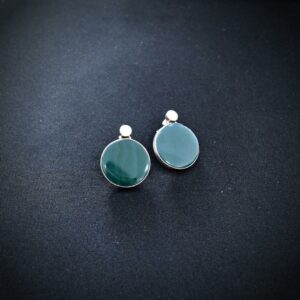 Silver earring with zircon and green stone 1