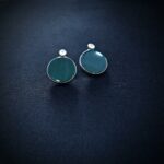Silver earring with zircon and green stone 2