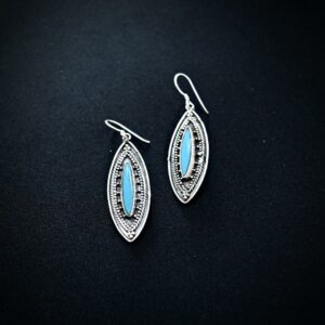 Silver statement Earring with firoza stone 1