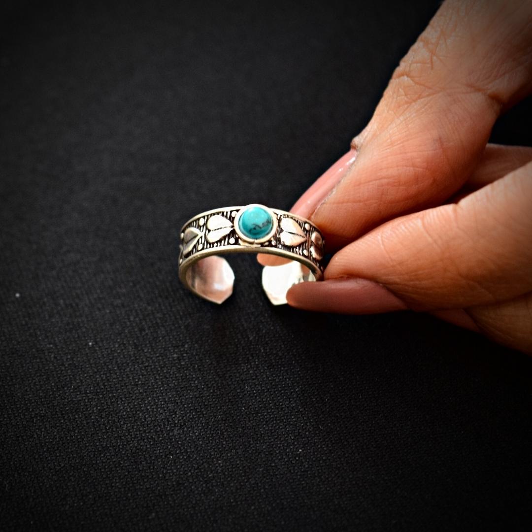 Toe Ring with Firoza (Pair)